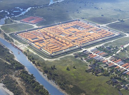 Visualisierung des römischen Legionslagers und der Lagervorstadt von Neuss/Novaesium.